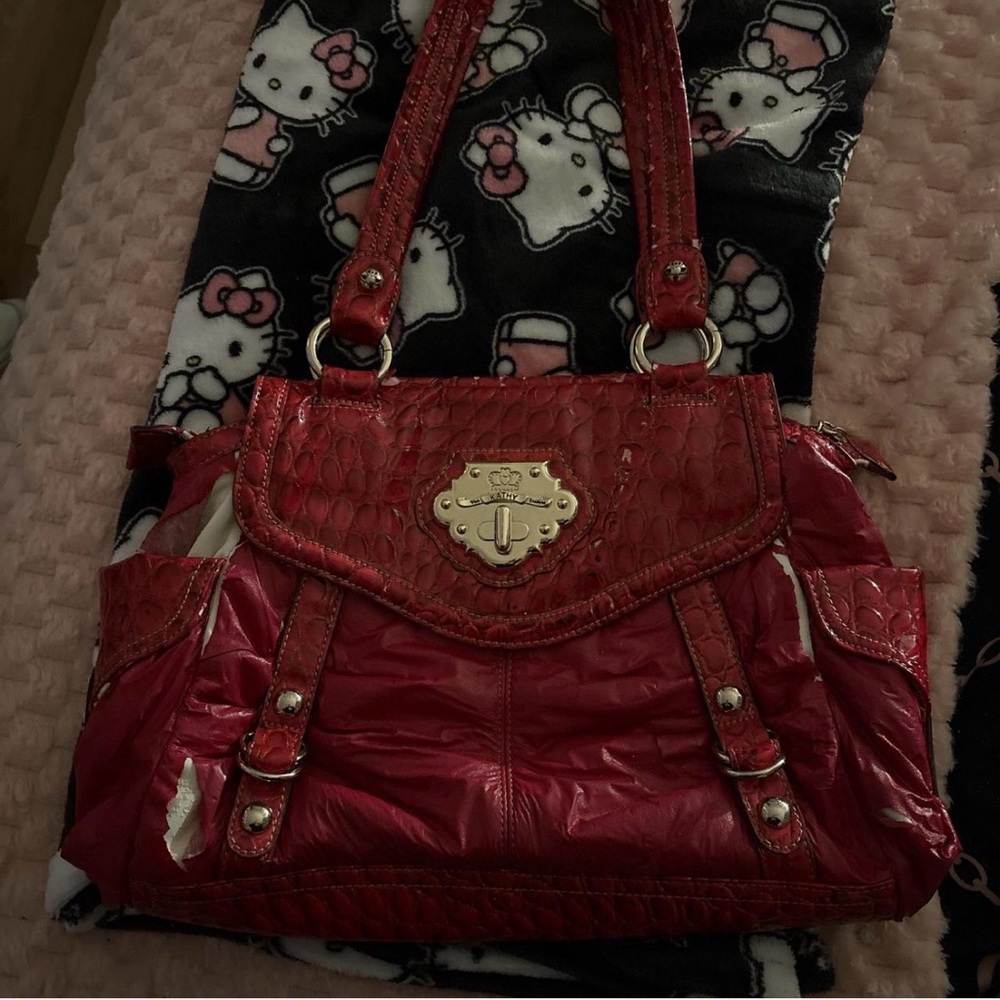 Kathy Van Zeeland Red Shoulder Bag
